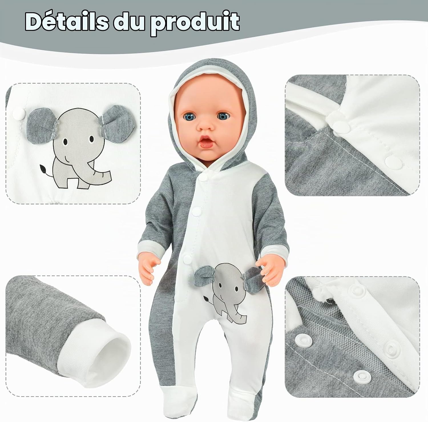 Thumbnail 2 de Aolso poppenkleding voor poppen van 35–45 cm met klittenbandsluiting