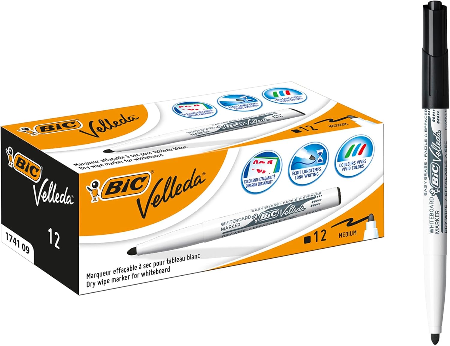 BIC Velleda 1741 rotuladores pizarra 12 uds