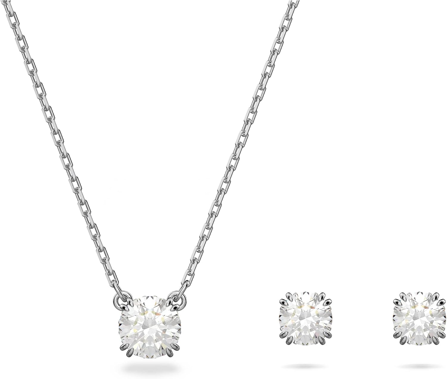 Detalle de Swarovski Stilla Set Weiß Rhodiniert Halskette Ohrringe
