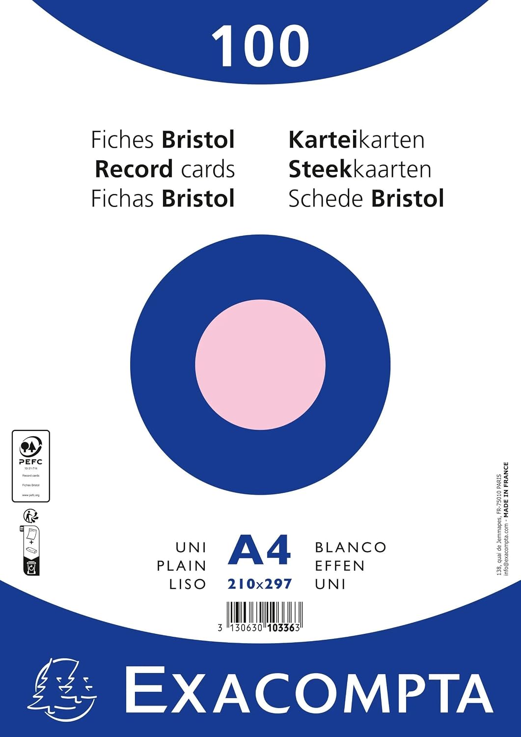 Thumbnail 6 de Exacompta 10316E – Fiches Bristol azur 210 x 297 mm, paquet de 100, uni et non perforées