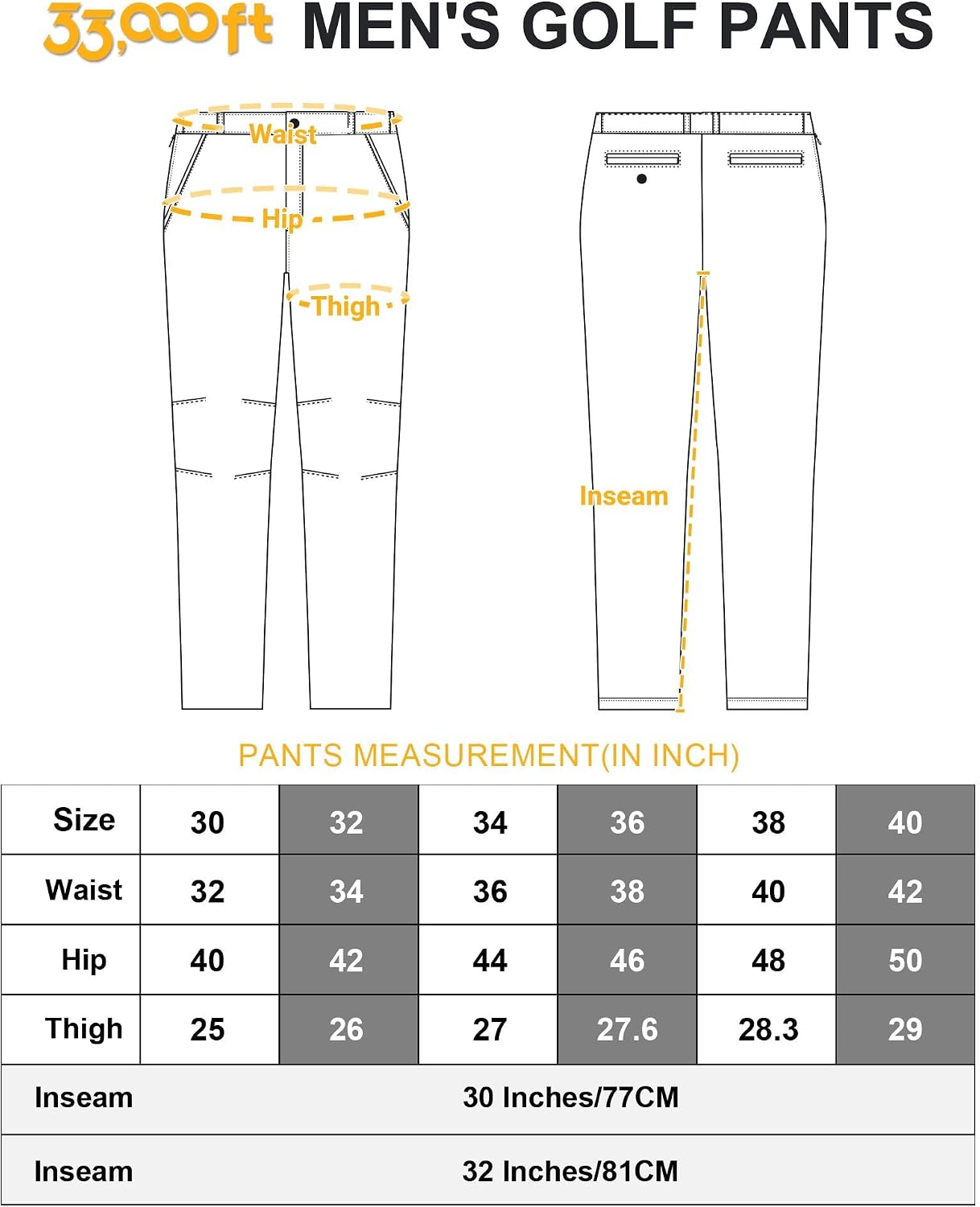 Thumbnail 5 de 33,000ft Men's Golf Trousers Lightweight