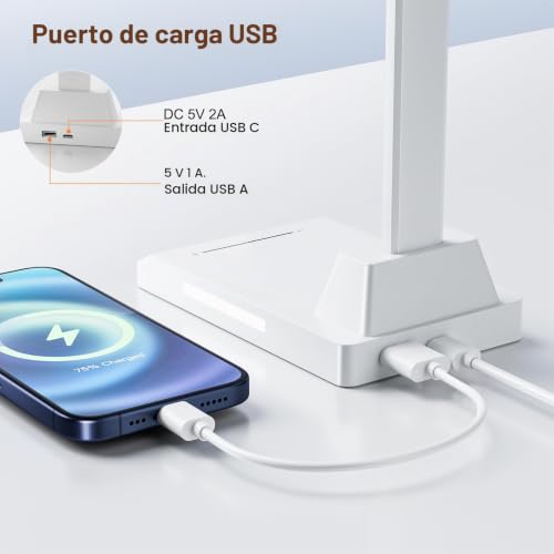 Detalle de Lámpara de Escritorio LED Ylatoial: flexo regulable con 5 modos y 10 niveles de brillo