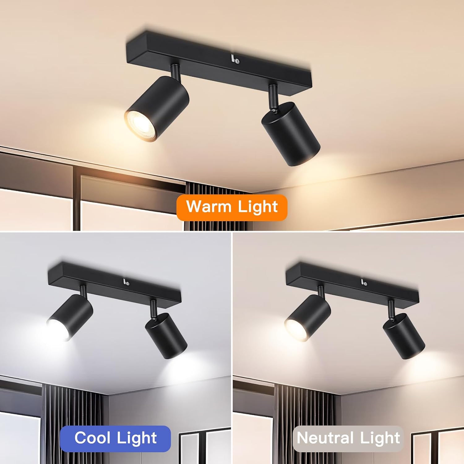 Thumbnail 5 de Ketom 2-teilige LED-Deckenstrahler in Schwarz (GU10), schwenkbar – ohne Leuchtmittel