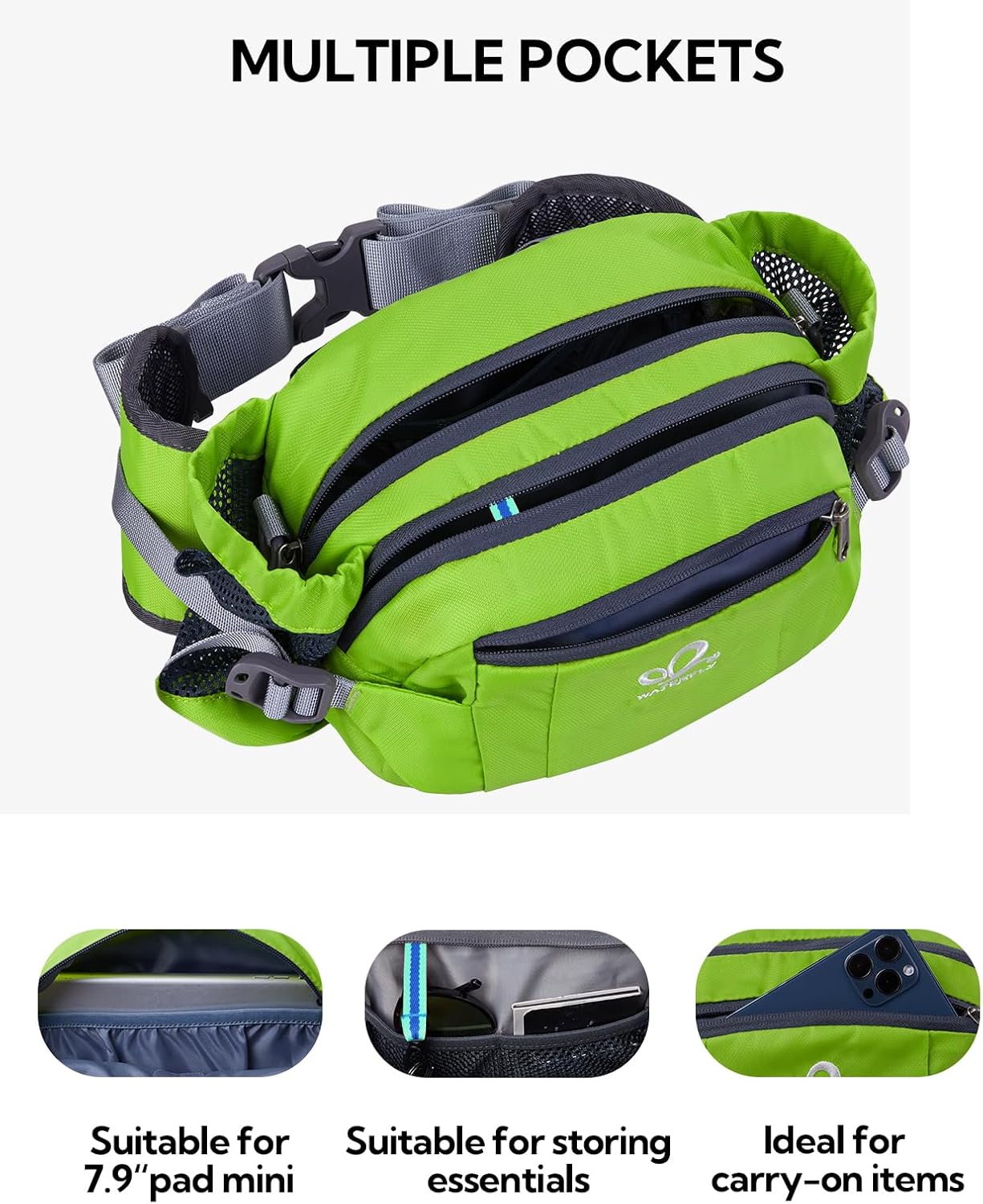 Thumbnail 2 de Waterfly Hiking Waist Pack Bum Bag: Durable 3‑Pocket Waist Bag with Bottle Holders