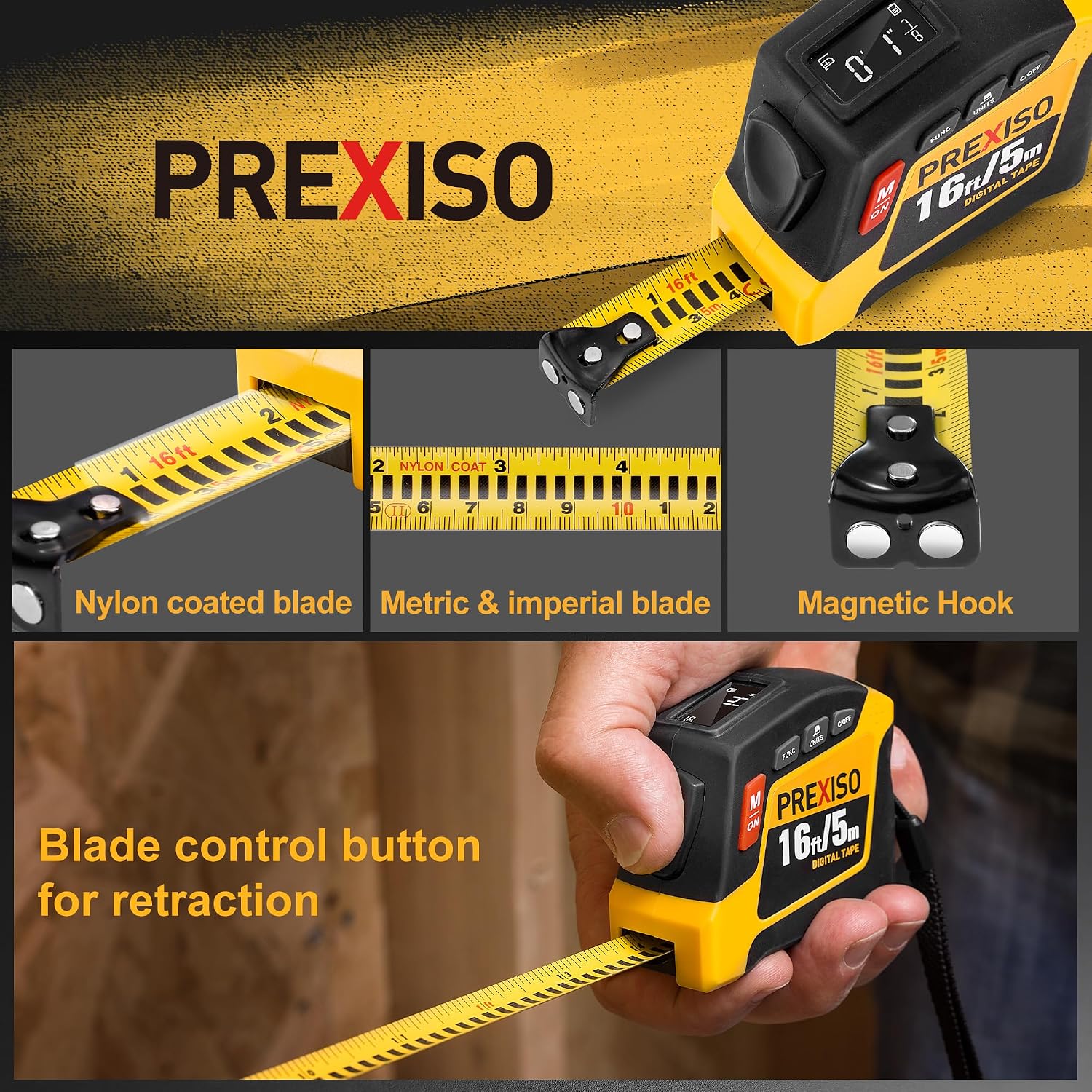 Thumbnail 2 de PREXISO PDT5 デジタル巻尺 バックライト付きLCD・面積／体積測定・USB Type-C充電