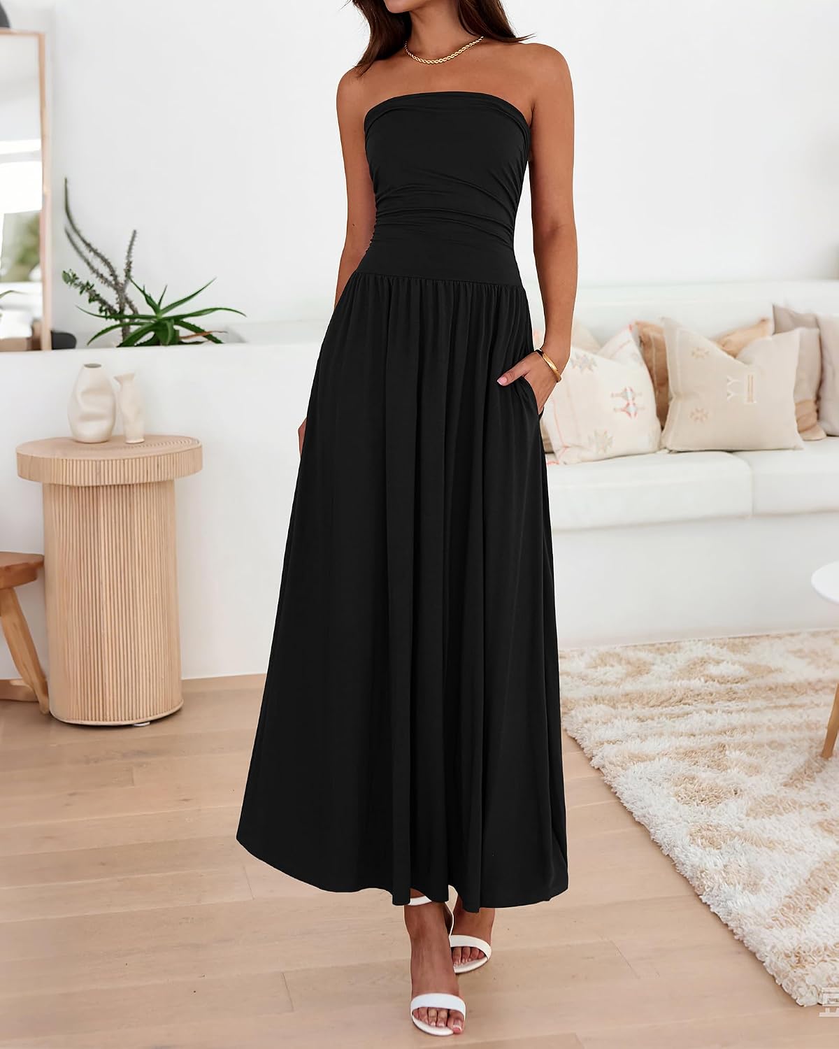 Detalle 2 de BTFBM Strapless Maxi Dress with Pockets