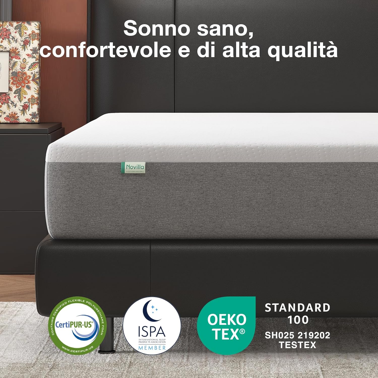 Thumbnail 2 de Novilla Materasso Matrimoniale 140x200cm: Gel Memory Foam, Fibra di Bambù e Sostegno 7 Zone