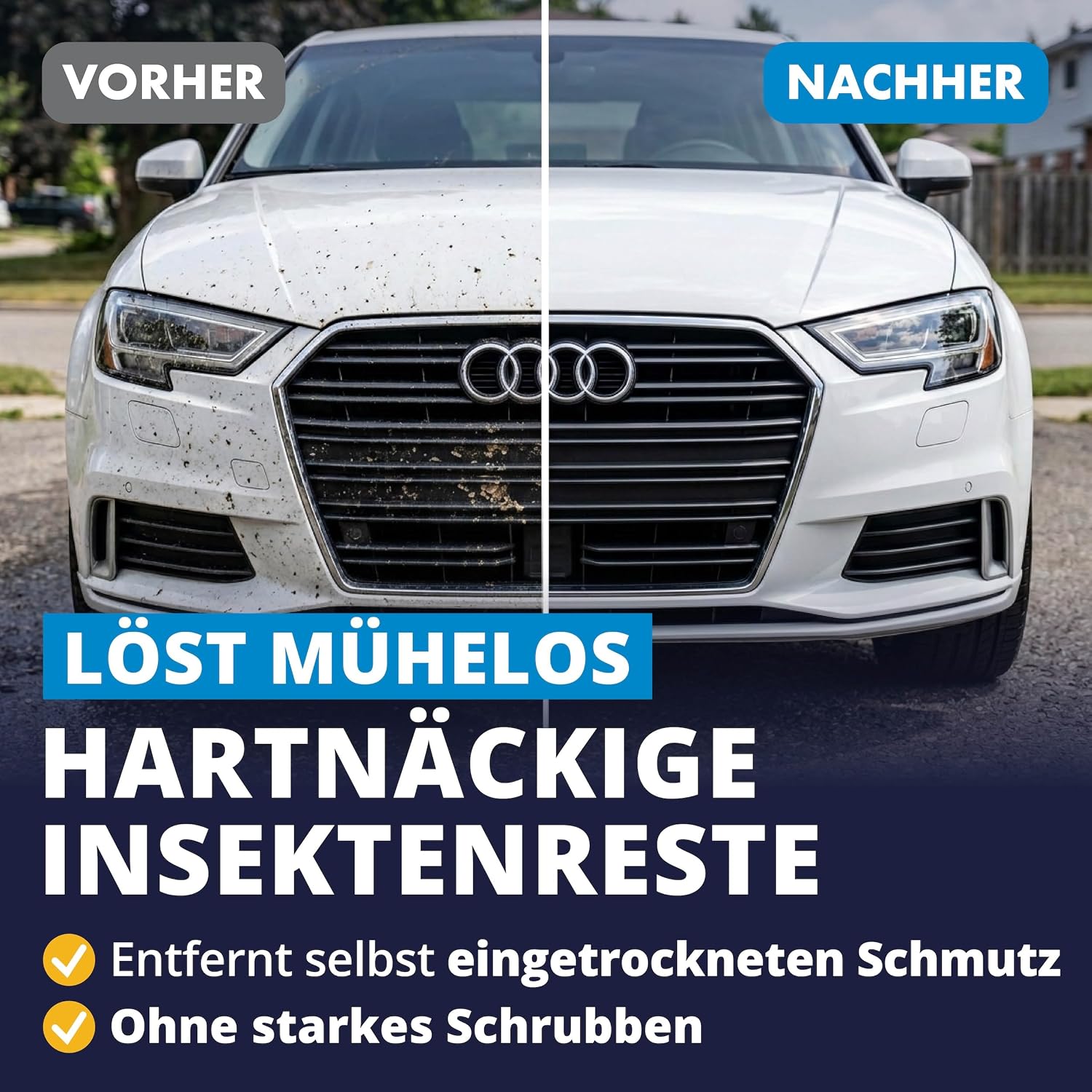 Detalle de LICARGO Insektenentferner Auto 750 ml – Insekten-, Vogelkot- und Flugrostentferner für Glas, Lack, Chrom & Kunststoff