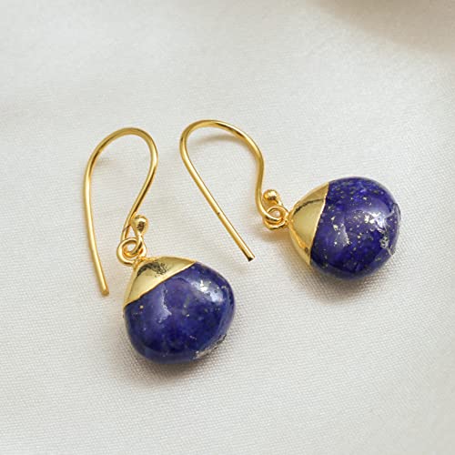 Detalle de Gempires Lapis Lazuli Teardrop Dangle Earrings for Women