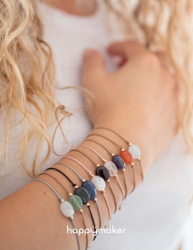 Detalle de happymaker Mutmacher Armband: Citrin Edelstein & Goldperlen, handgemacht in Deutschland
