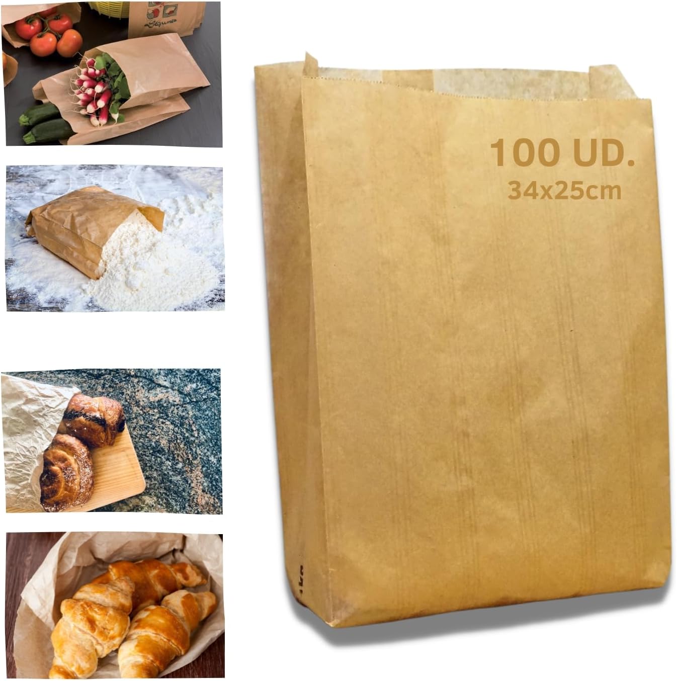 Detalle de Grupo Darik kraft alimentacion kraftzakken 34 x 25 cm, 100 stuks