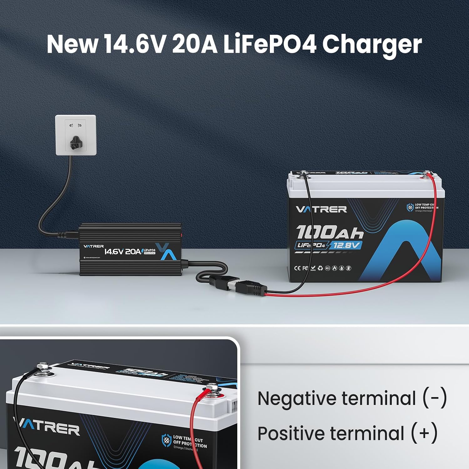 Detalle 2 de VATRER POWER 12V 20A LiFePO4 Charger