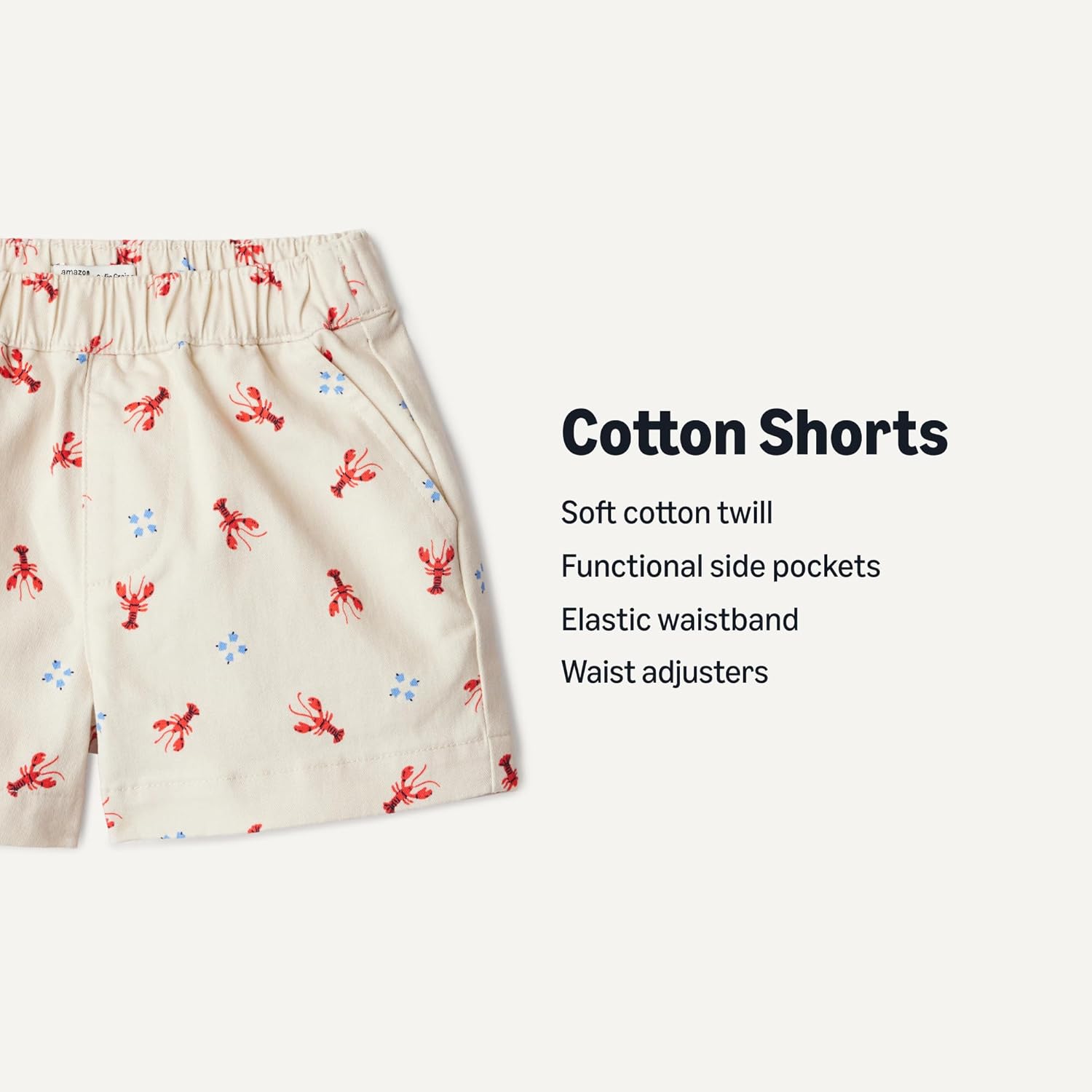 Detalle de Amazon Essentials x Sofia Grainge Unisex Babies, Toddlers and Kids' Pull-on Cotton Twill Shorts