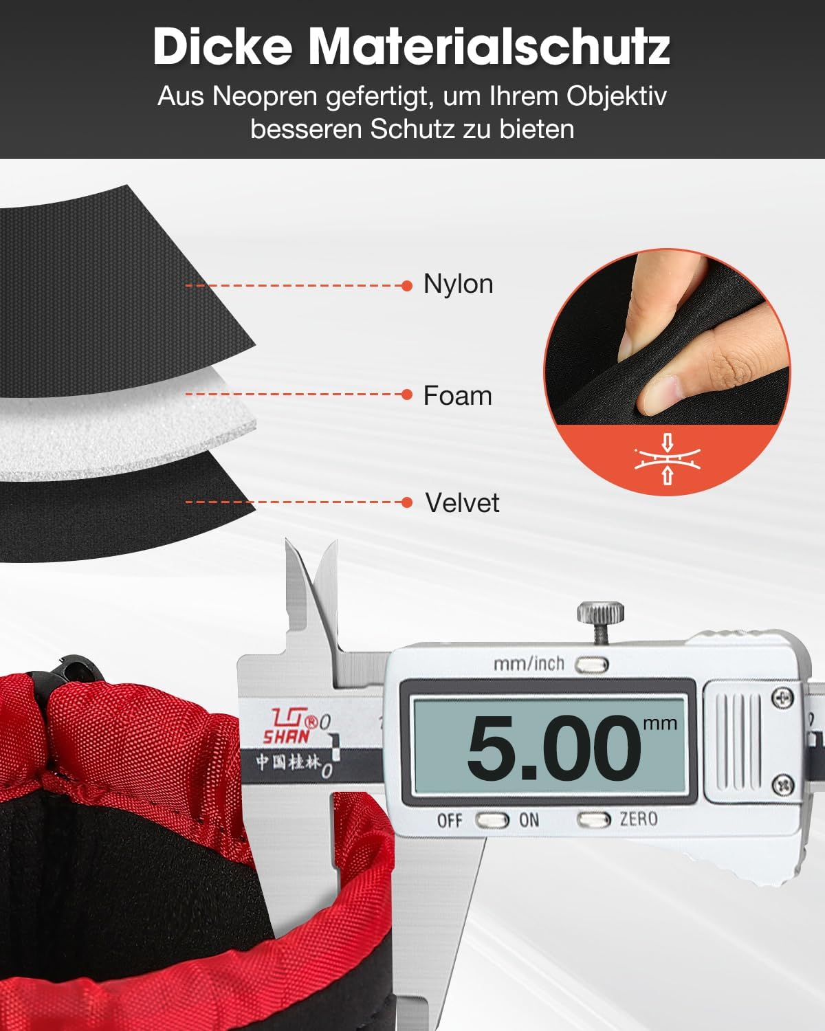 Thumbnail 2 de POLAM-FOTO Objektivtasche Set aus Neopren – 4 Größen, schützender Innenflanell, kompatibel mit Canon/Nikon u.v.m.