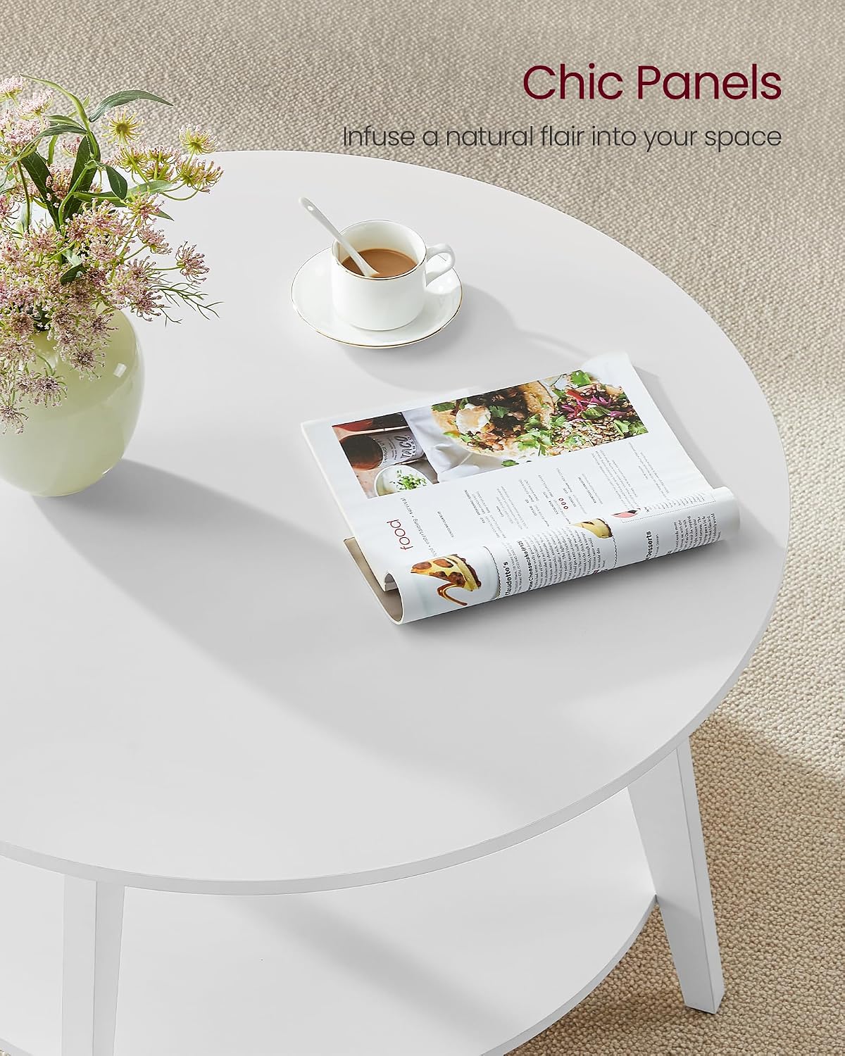Thumbnail 6 de VASAGLE ULCT243W14 MAEZO Round Coffee Table, 2-Tier Snow White