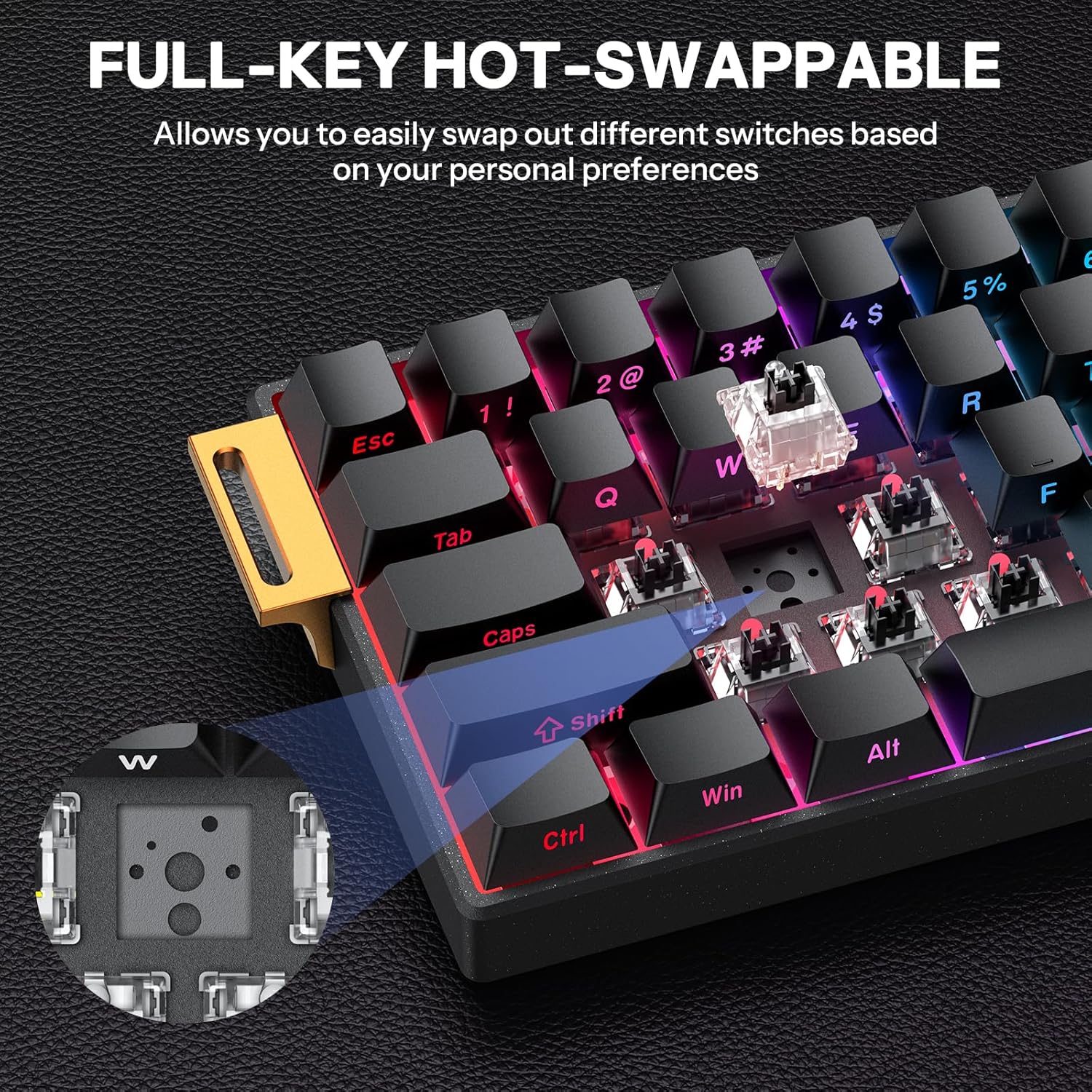 Detalle de OMOTON 65% Aluminum Mechanical Gaming Keyboard with Hall Effect Magnetic Switches