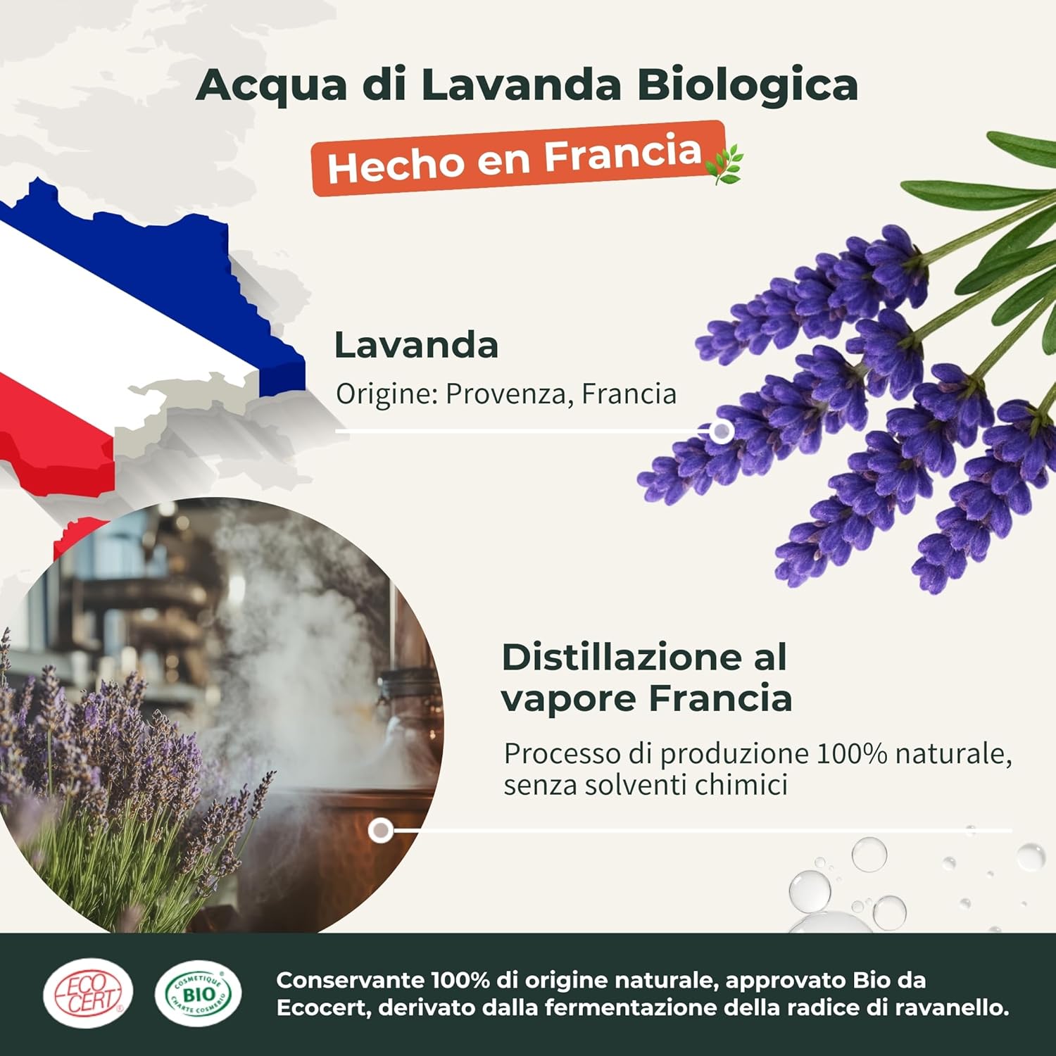 Detalle 2 de BIONOBLE Idrolato di Lavanda Bio: idrolato 100% naturale in sprays di vetro da 200 ml