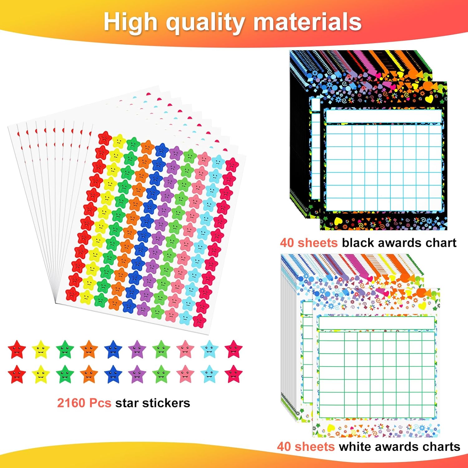 Detalle de Utron 17JLB0001 Reward Chart for Kids, 80-Pack with 2 Designs and 2,160 Star Stickers