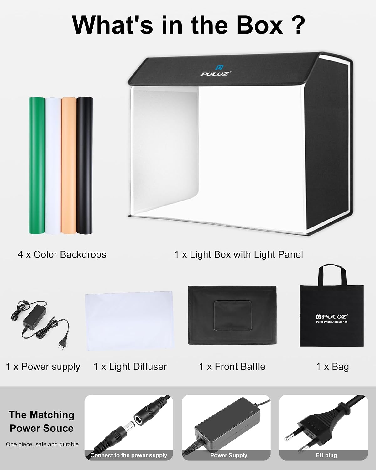 Detalle 2 de PULUZ Studio Fotobox 60 x 40 cm mit 672 LEDs