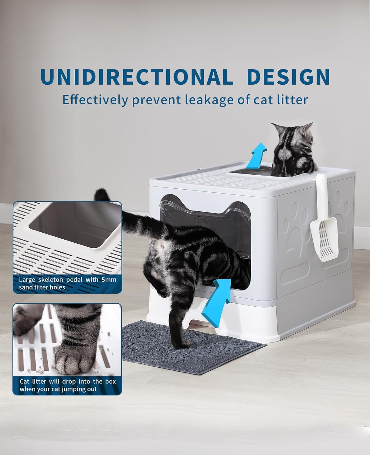 Thumbnail 1 de Medario 01litterbox Covered Cat Litter Box with Pull-Out Tray and Mat