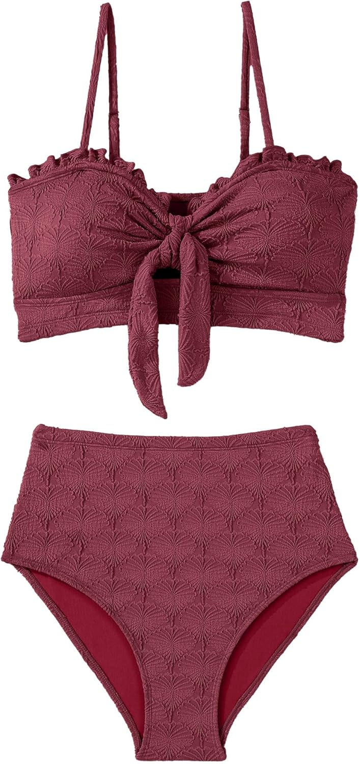 Thumbnail 3 de Herseas Seashell Textured Bikini Sets with Knotted Front – 2 Piece Swimsuit
