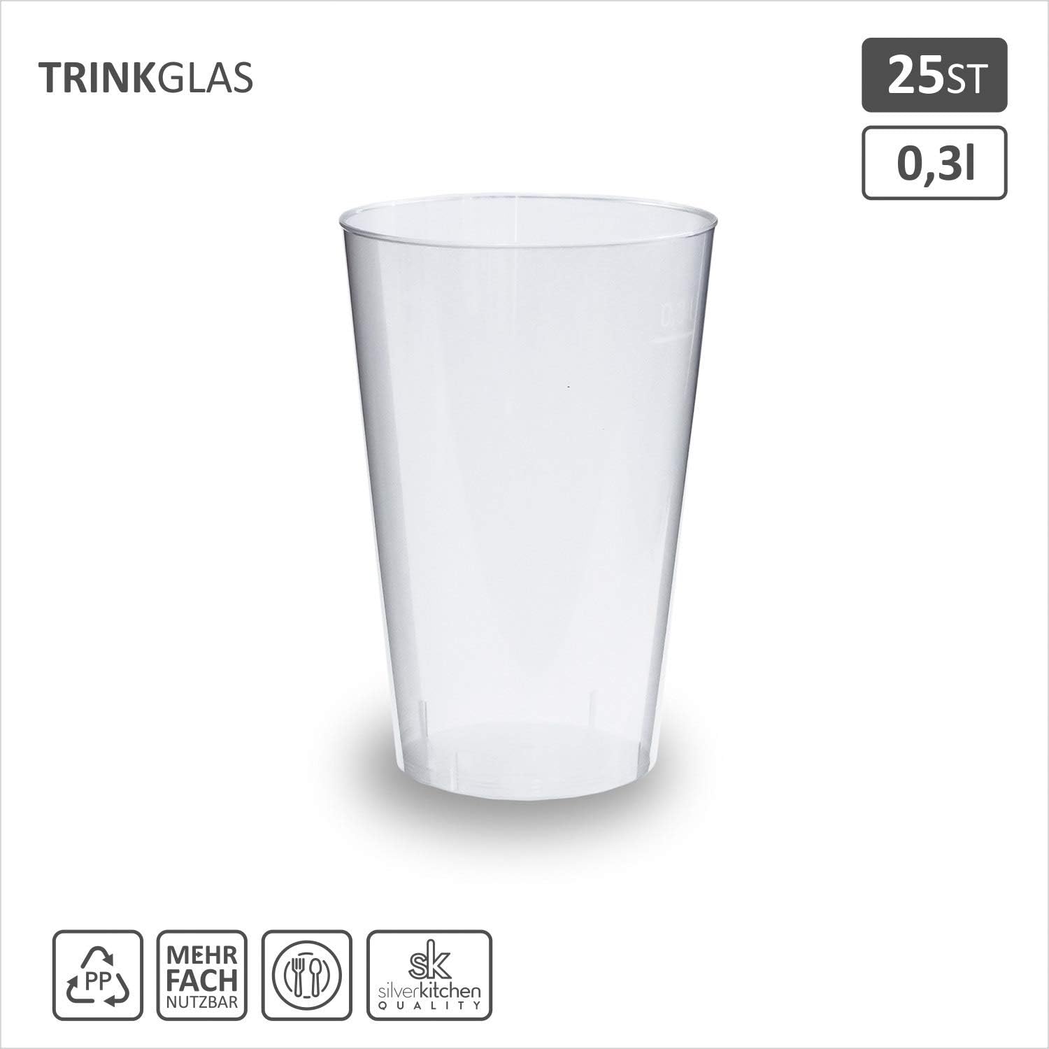 Detalle de Silverkitchen 4037-005 Reusable Cocktail Cups, 300 ml PP, Stackable