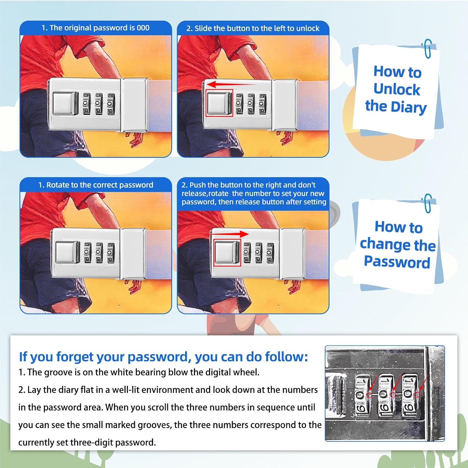 Thumbnail 3 de Folxakdis Journal Intime Garçon avec Cadenas – Carnet secret pour 8–16 ans