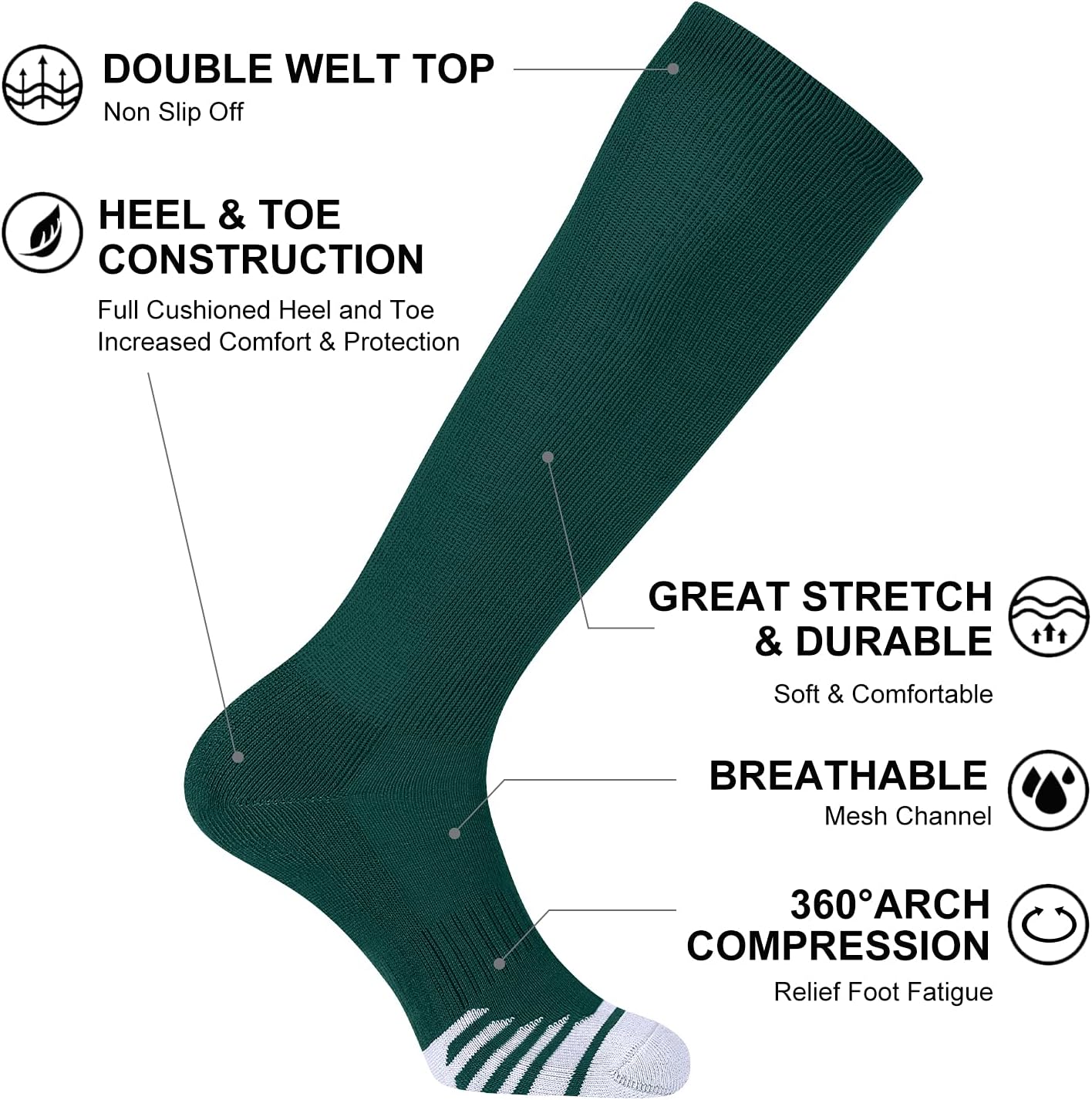 Thumbnail 3 de FITRELL 2/3 Pack Athletic Knee High Socks