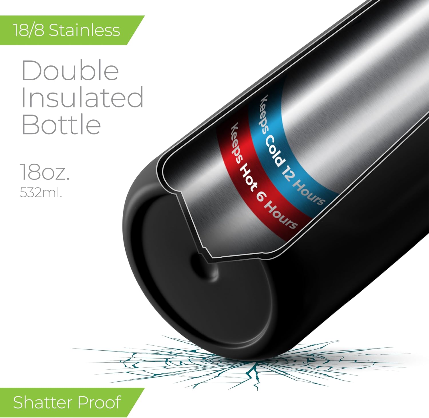 Thumbnail 6 de SIPX SipX 18 oz Insulated Water Bottle with Straw Lid, Black Pearl