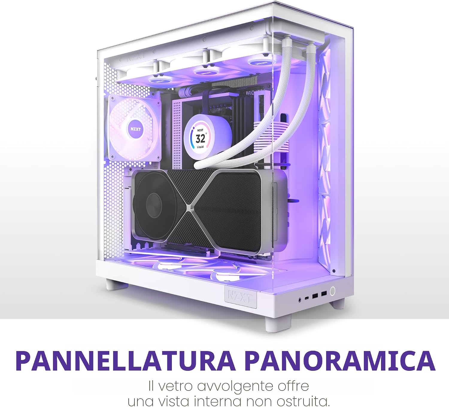 Detalle 2 de NZXT H6 Flow RGB Case Mid-Tower Bianco