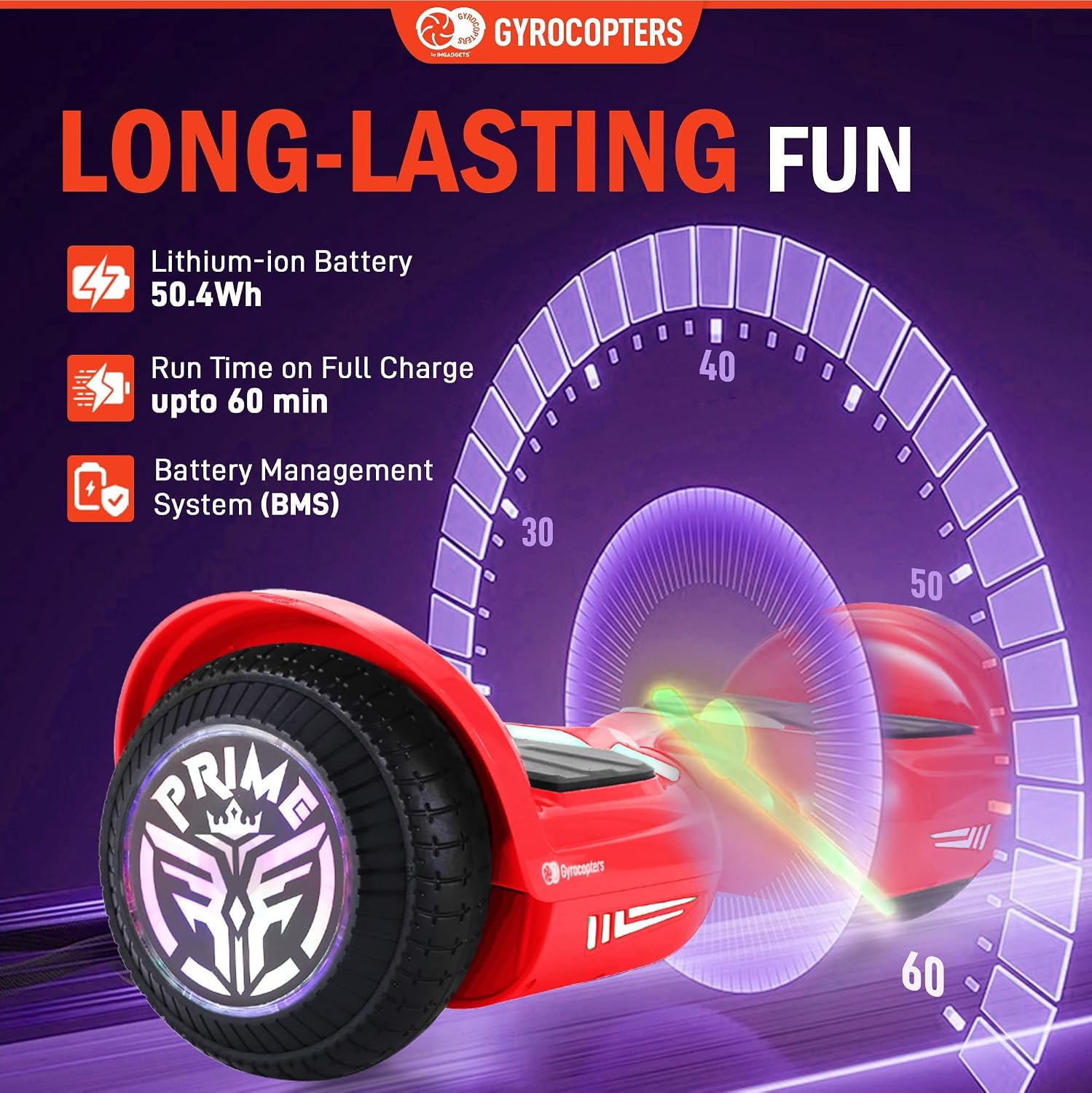 Thumbnail 4 de Gyrocopters Prime Hoverboard with 6.5-inch LED Wheels, 300W Motor and UL 2272 Certification