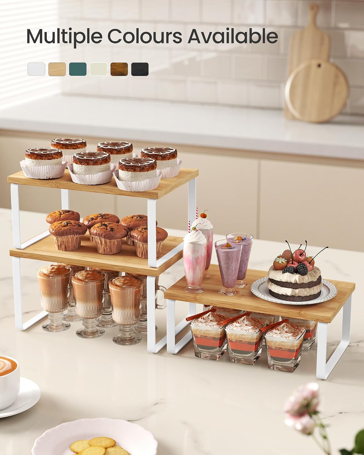 Detalle de SONGMICS KCS014YL02 expandable spice rack set, 3-tier 🧂
