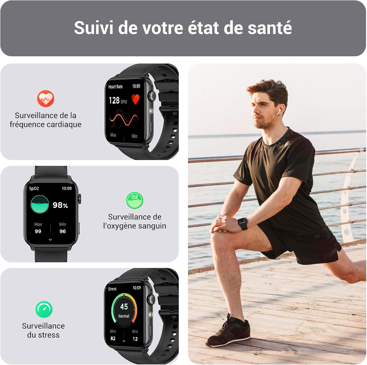 Thumbnail 3 de IOWODO Montre connectée 1,47