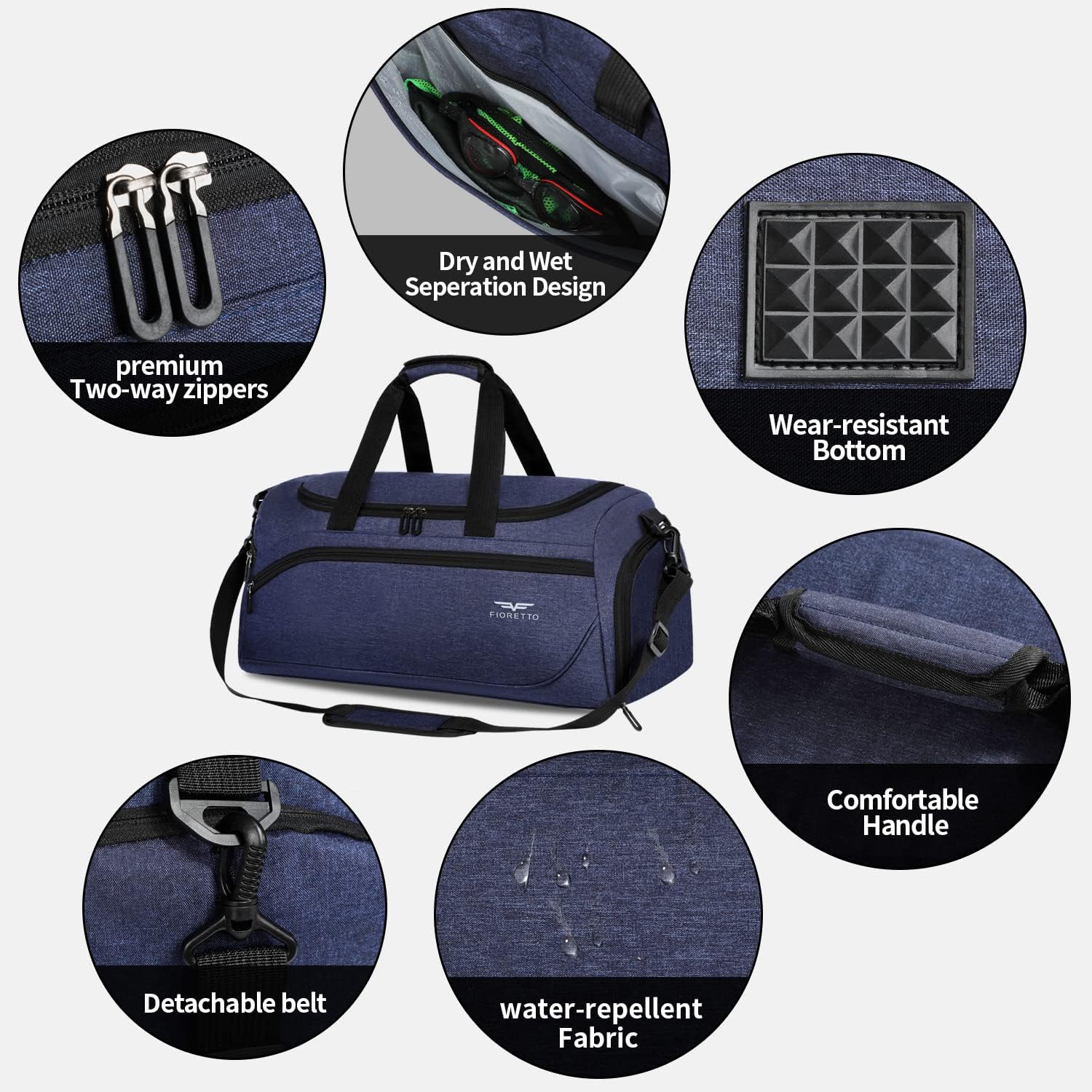 Thumbnail 6 de FIORETTO Mens Sports Gym Bag with Wet Pocket