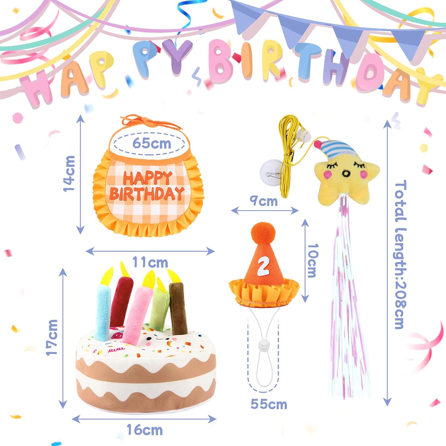 Detalle 2 de Cat Birthday Outfit Set for Cats