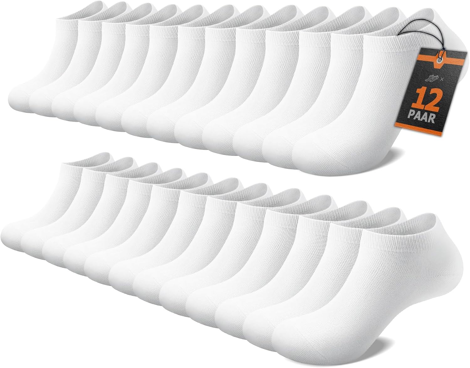 Detalle de FALARY Sneaker Socken Herren Damen – 12 Paar Kurze Halbsocken aus Baumwolle, Weiß, Größe 43-46