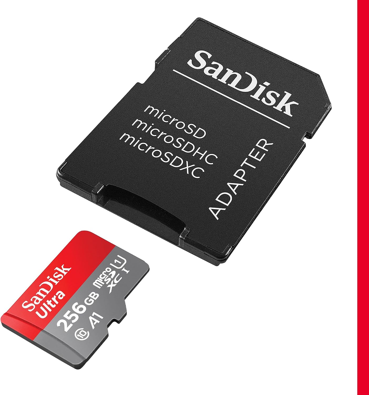 Detalle de SanDisk Ultra microSDXC 256GB con adattatore SD: velocità fino a 150 MB/s e prestazioni A1