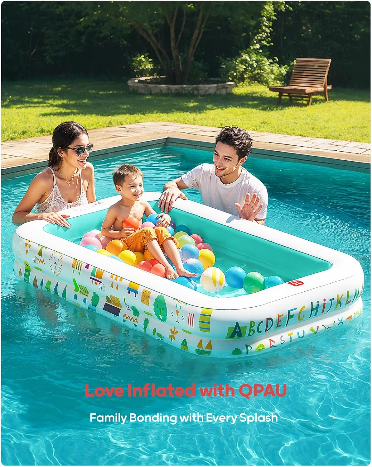 Thumbnail 6 de QPAU Kiddie Pool — 65" x 39" Inflatable Pool with Soft Floor, Canopy, and Multi-Use Play