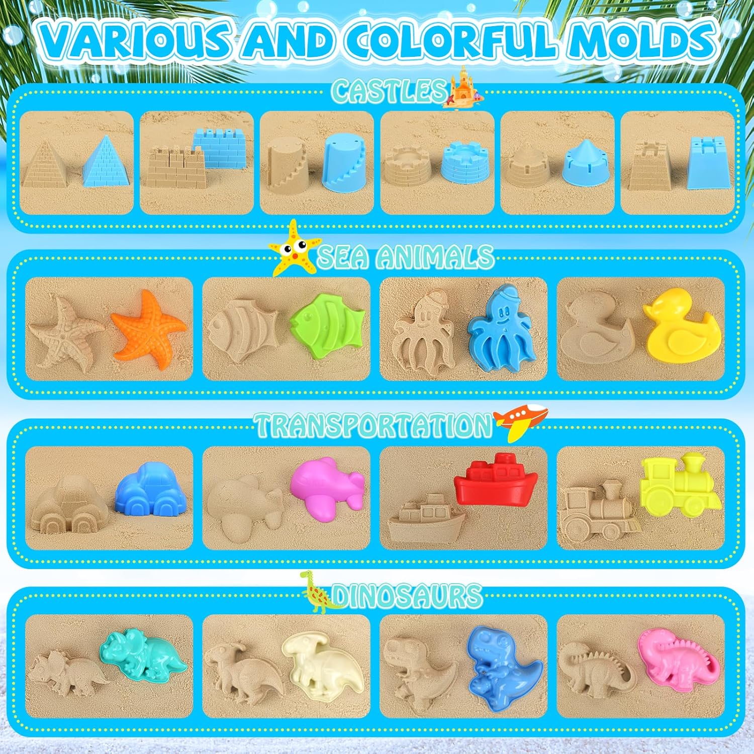 Thumbnail 1 de FHOZGECY Beach Sand Toys: 3 Construction Vehicles & 3 Collapsible Buckets for Outdoor Play