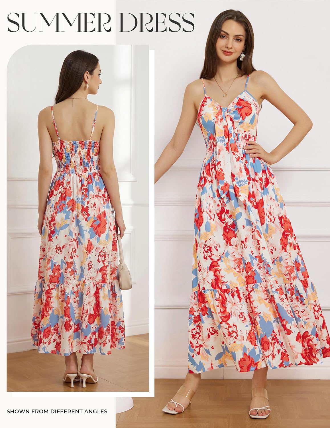 Detalle de GRACE KARIN Women's Summer Floral Maxi Dress with Pockets