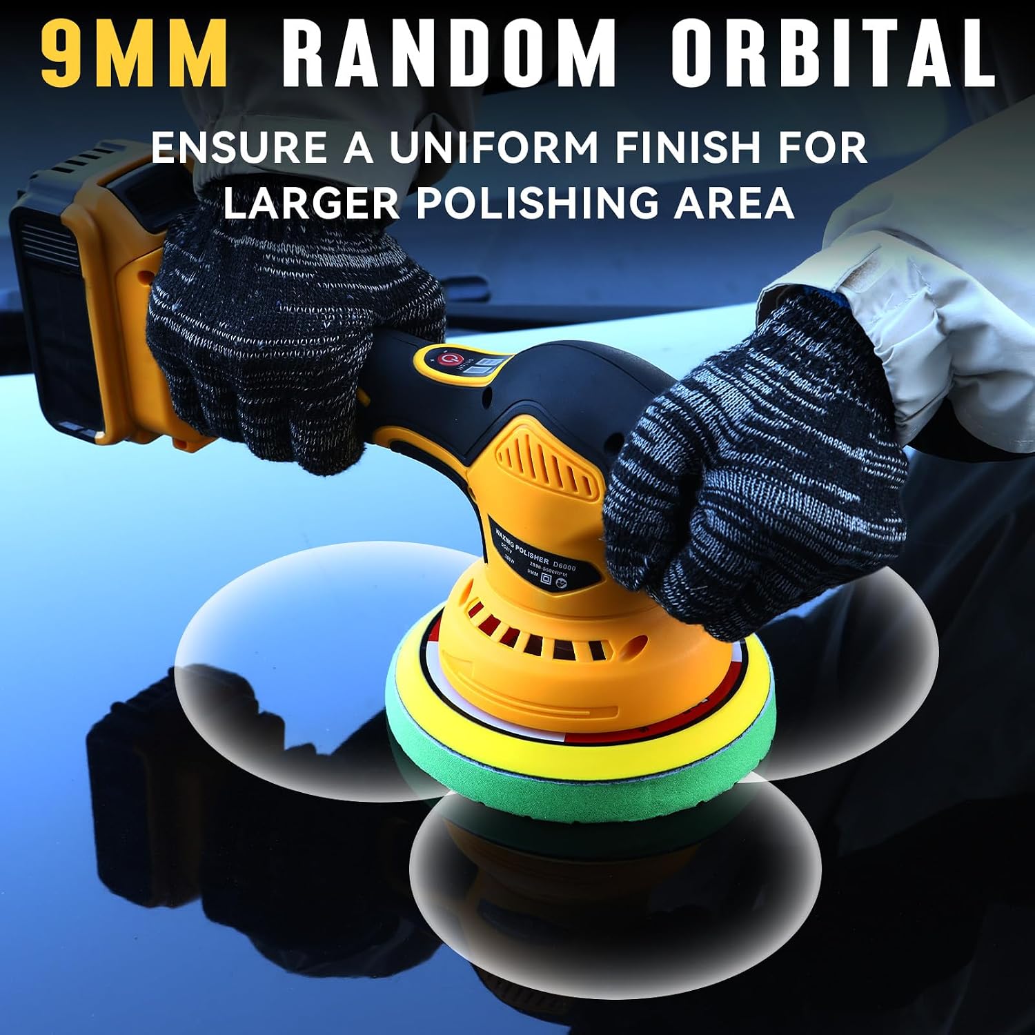 Detalle de Alrigon Cordless Car Polisher, 6-Inch, 9 mm Orbit, 8-Speed Control