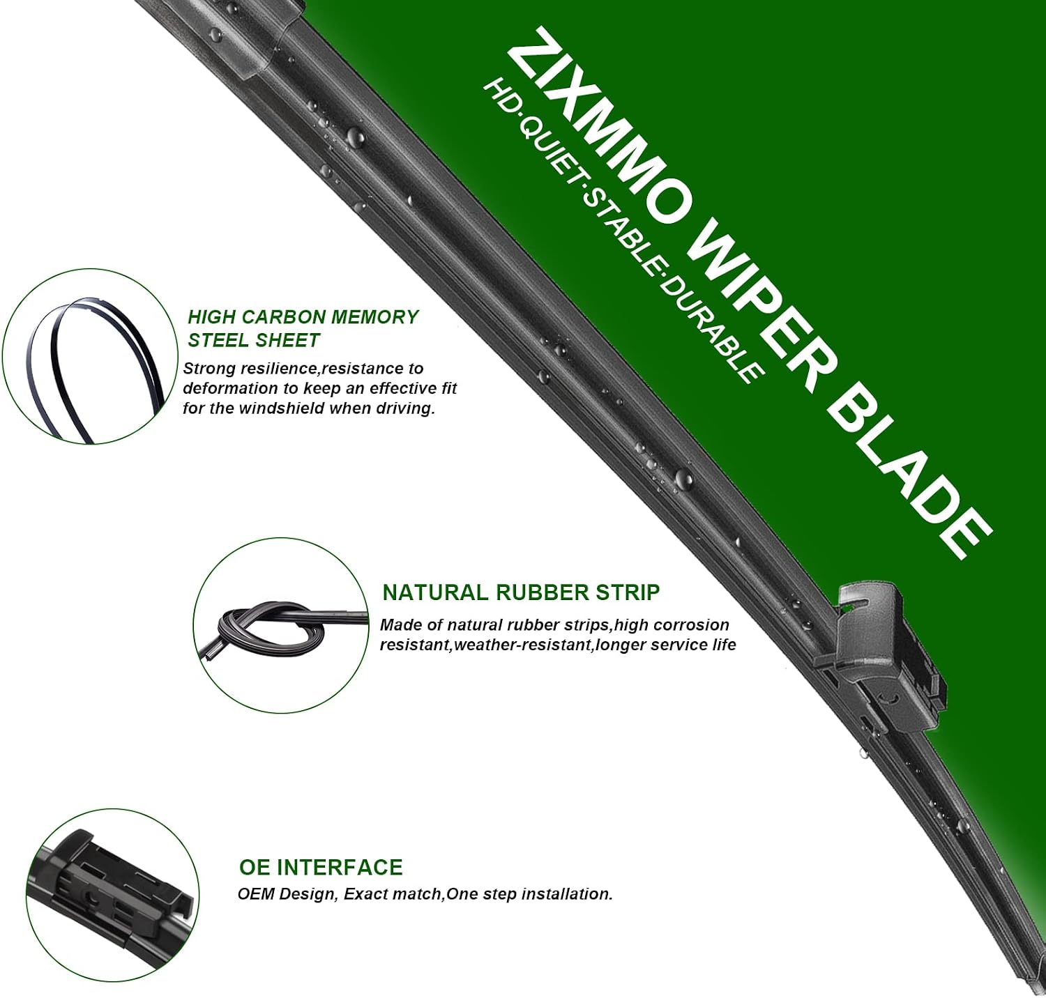 Detalle de 3 Factory Windshield Wiper Blades Replacement for 2018-2024 VW Atlas (Set of 3) — Front & Rear, 26/22/12, Top Lock