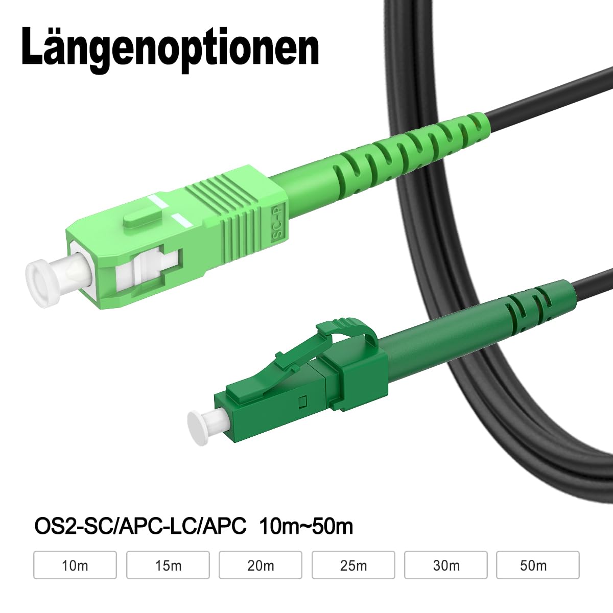 Thumbnail 2 de RamboCables 15M Gepanzertes Glasfaser-Kabel LC/APC auf SC/APC, Simplex, OS2 9/125µm, G.657.A1, LSZH – Indoor/Outdoor
