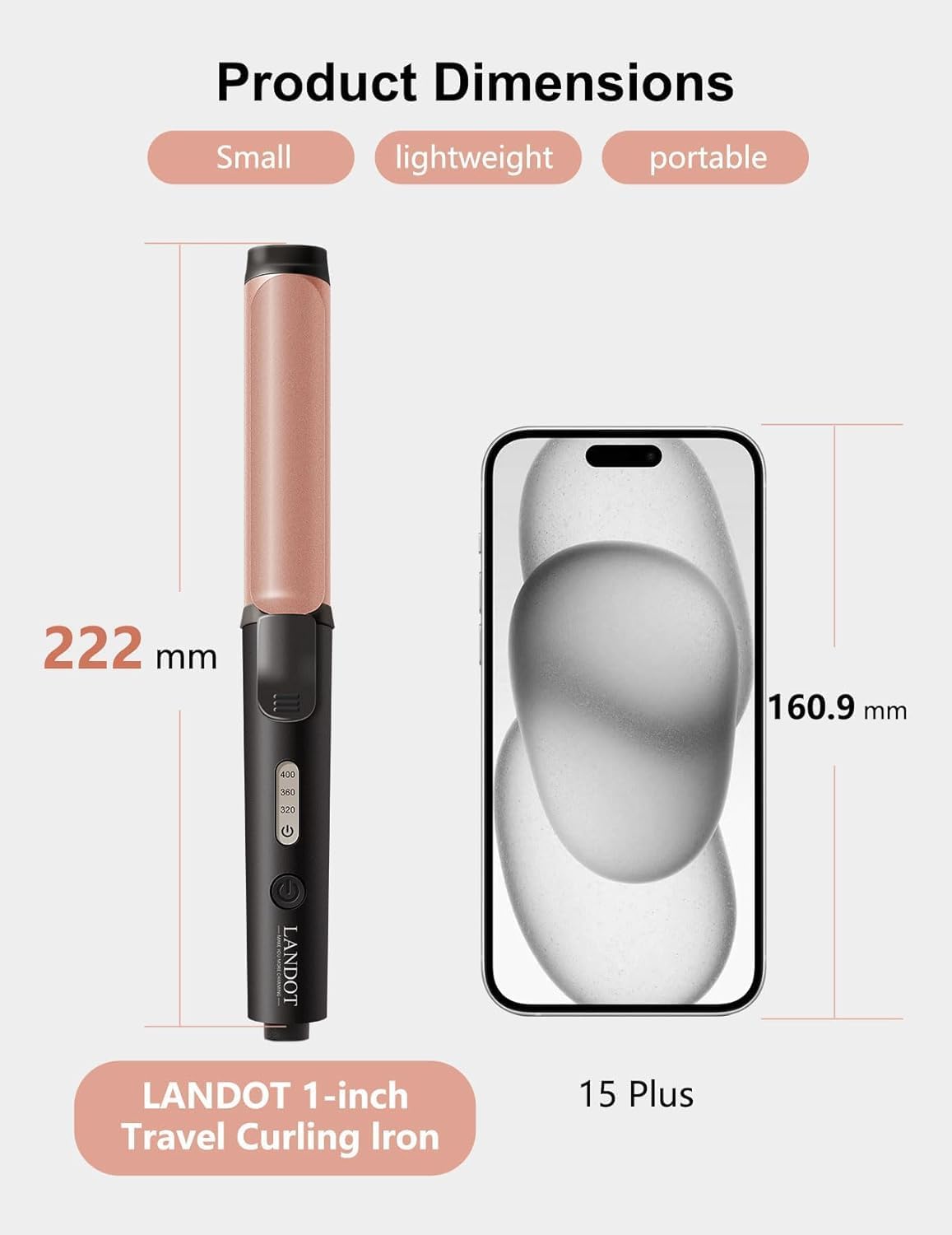 Thumbnail 2 de LANDOT Mini Travel 22cm Curling Iron