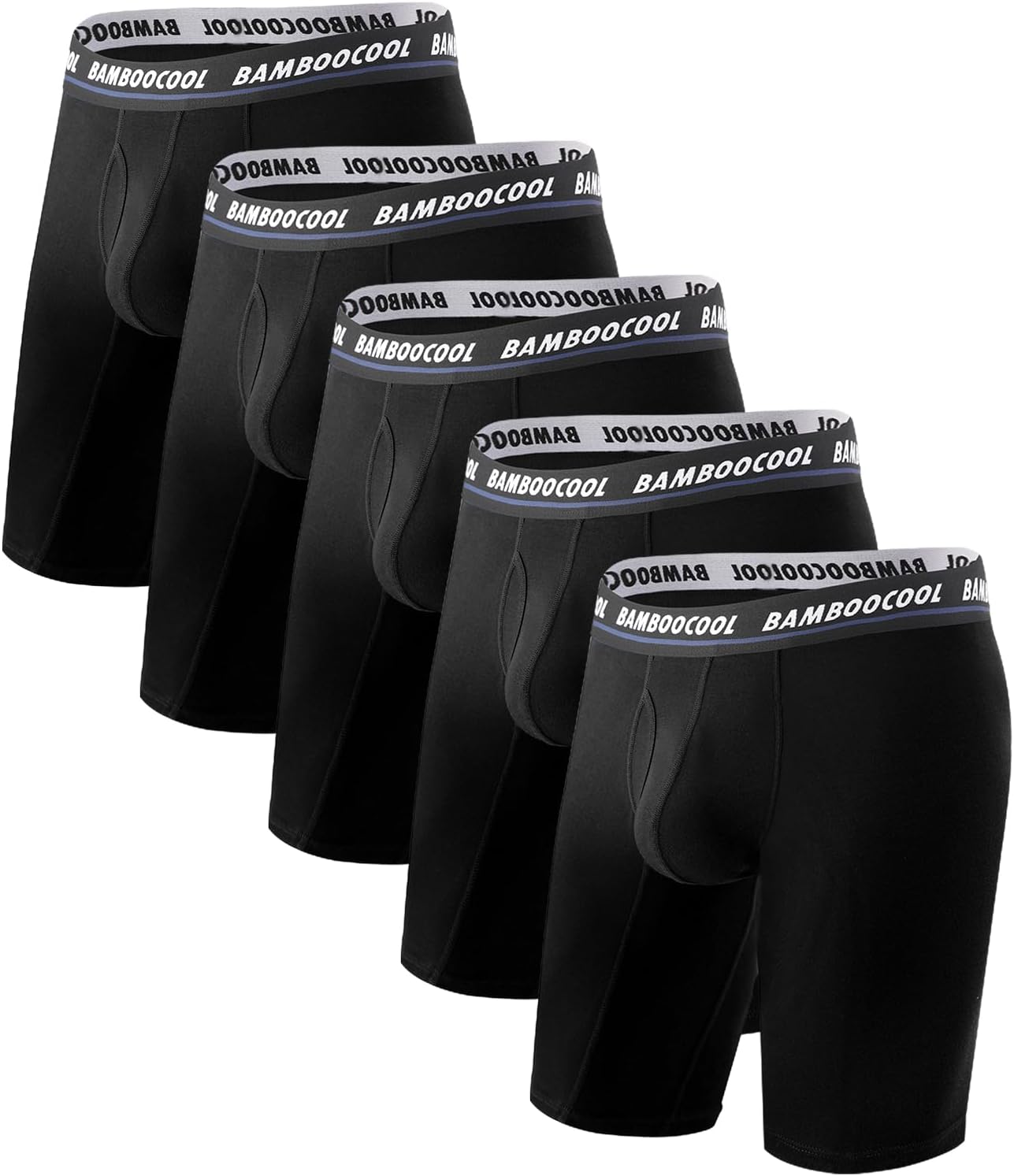BAMBOO COOL Men's Long Boxer Briefs Performance Long Leg Boxer Briefs (MultiPack)