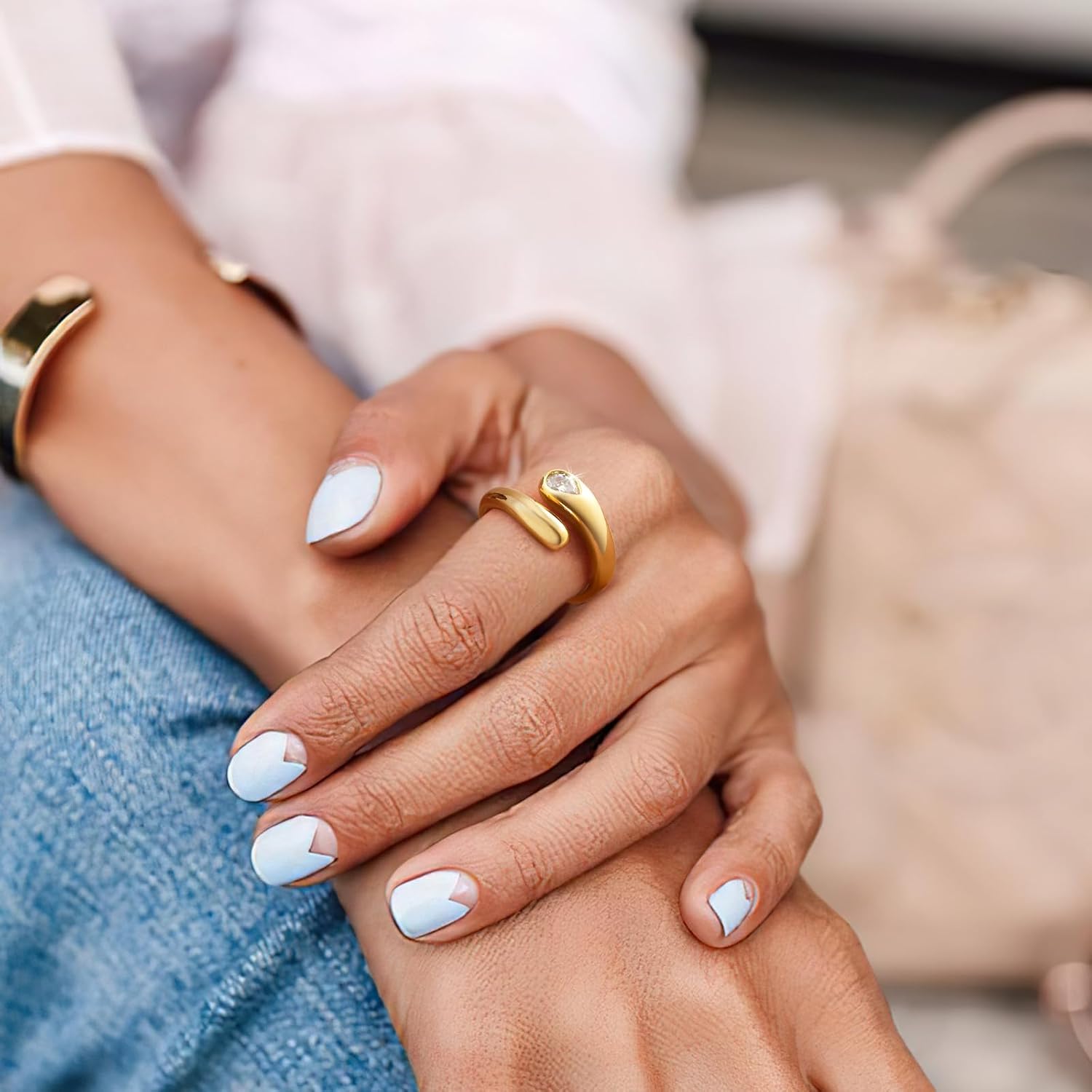 Thumbnail 3 de VNOX verstellbarer Damen-Ring offen mit Geburtsstein und Zirkonia (14K Verlobungsring, teardrop-förmig)