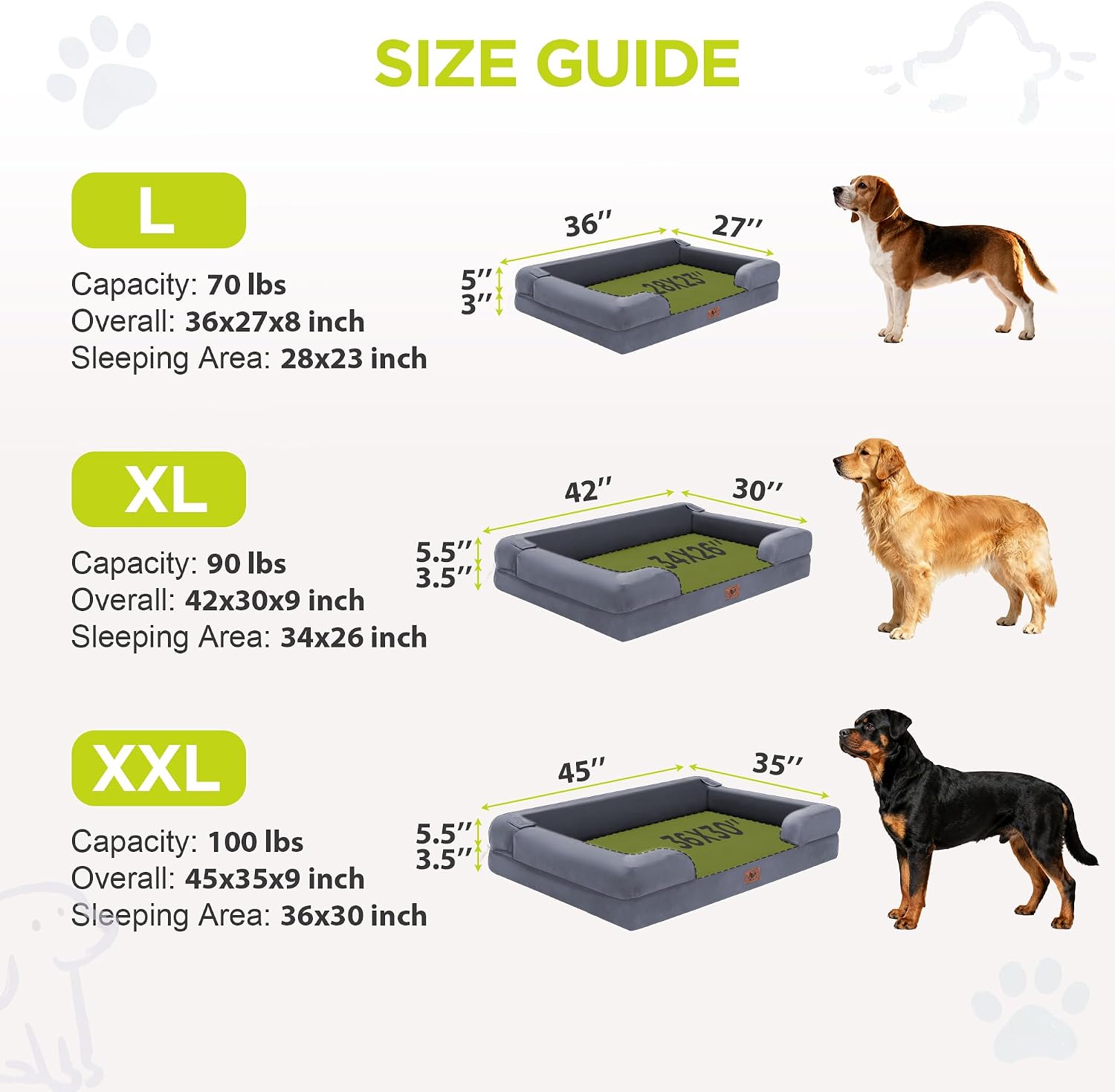 Detalle 2 de Song Puppy SP11 Large Dog Bed, Orthopedic Memory Foam Sofa, 36 x 27 in