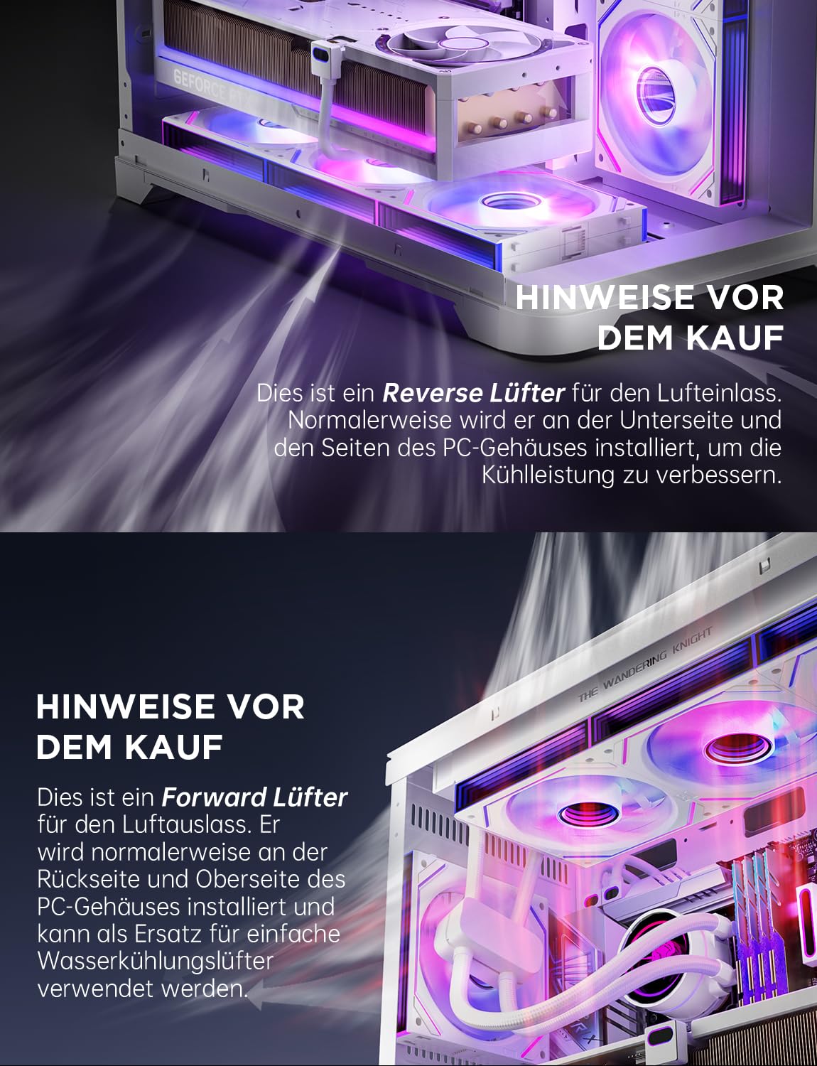 Thumbnail 1 de AsiaHorse DAWN Pro RGB PC-Lüfter 120 mm (3er-Set) – ARGB Daisy Chain, 71 CFM, HDB, Infinity Mirror, weiß