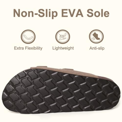 Detalle 2 de KIDMI Women Vegan Sandals Arch Support Cork Footbed Slide, Mocha 5