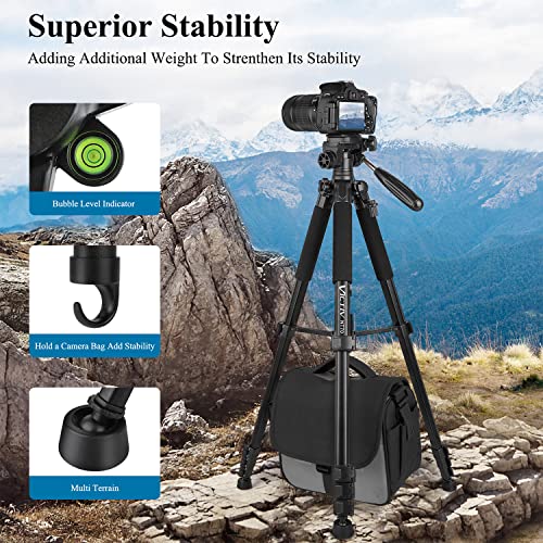 Thumbnail 7 de VICTIV 74” Camera Tripod with Phone Holder: Versatile Tall & Compact Stand